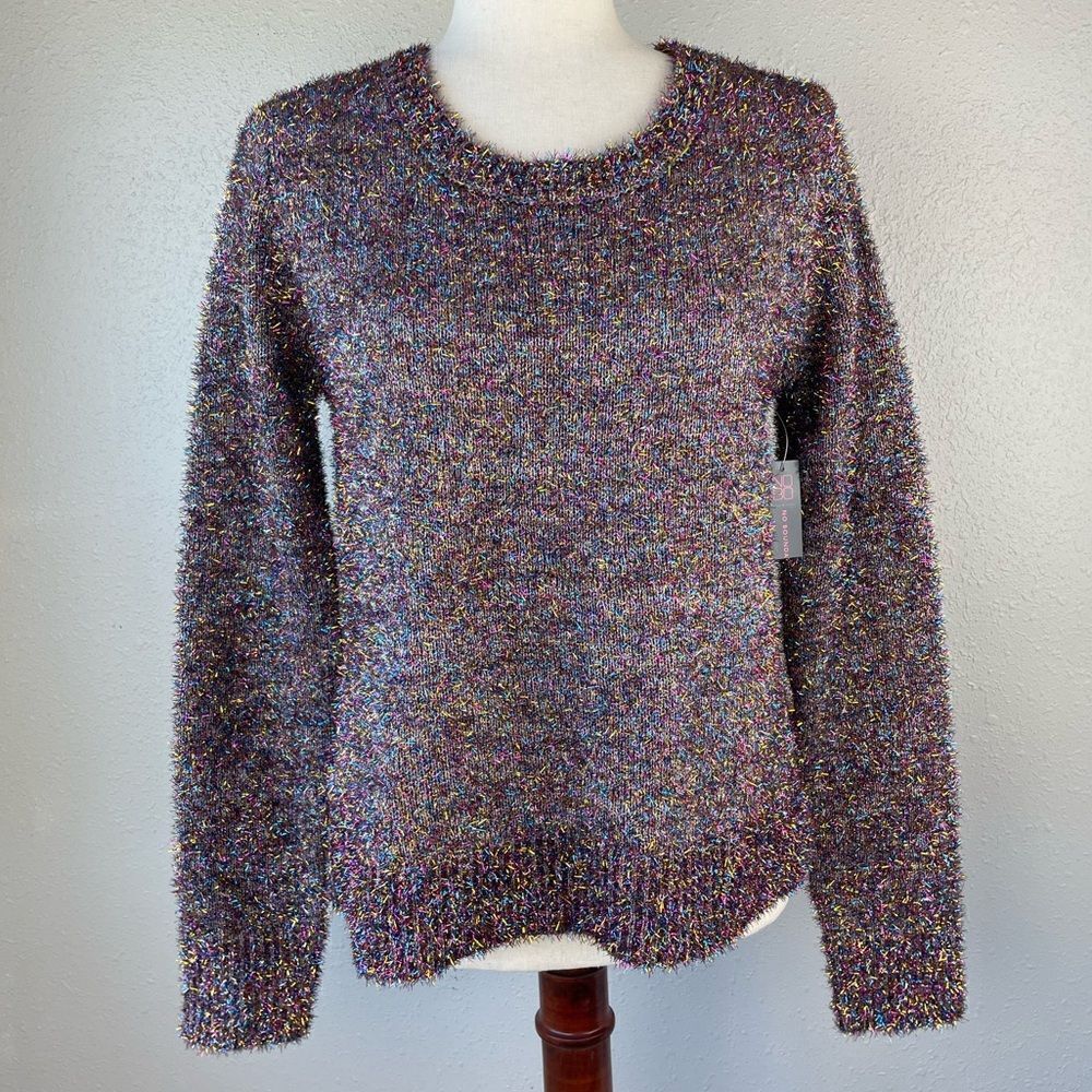 NWT NoโBoundaries Colorful Feather Yarn Sweater Size LโJuniors